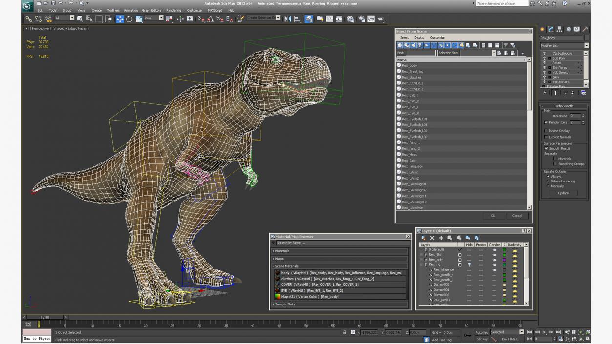 3D Animated Tyrannosaurus Rex Roaring Rigged