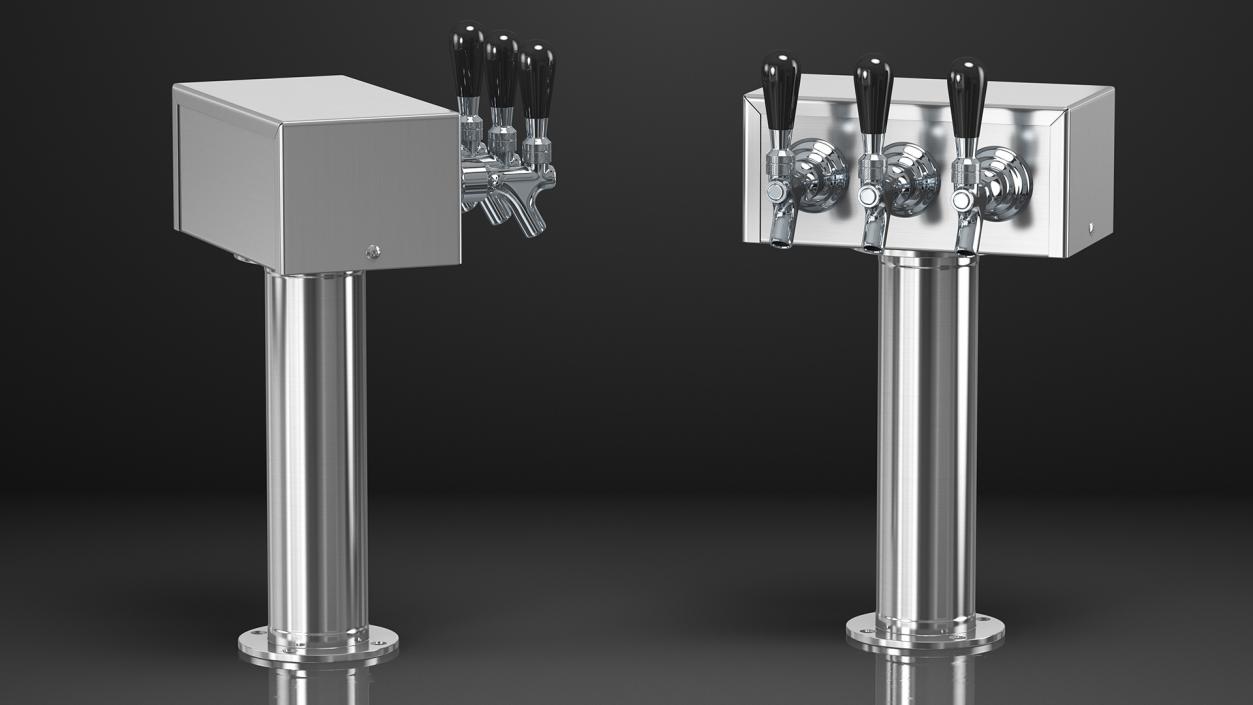 3D Triple Faucet Beer Tower with Beer Mug model