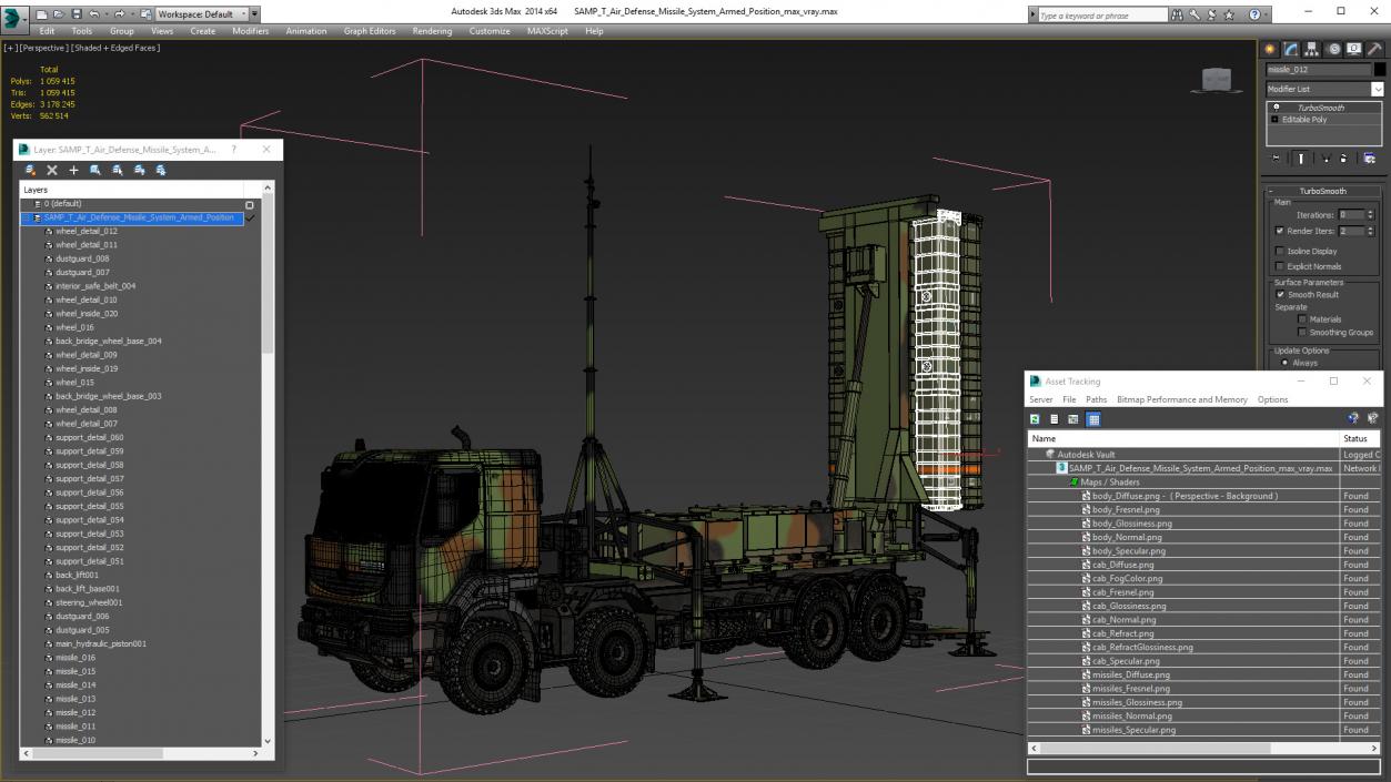 3D SAMP-T Air Defense Missile System Armed Position model