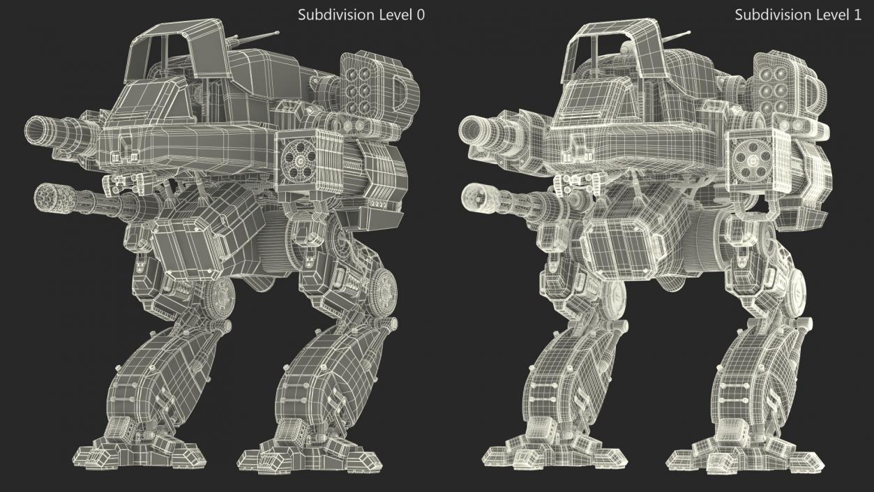 3D model Old Combat Robot Dark Green Empty Rigged