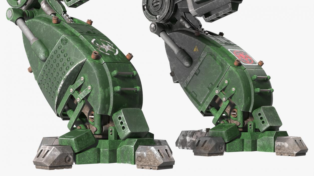 3D model Old Combat Robot Dark Green Empty Rigged