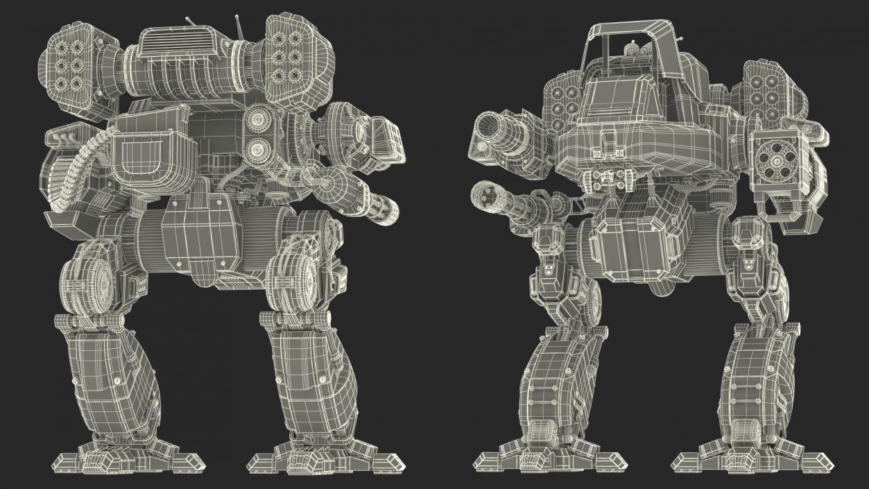 3D model Old Combat Robot Dark Green Empty Rigged