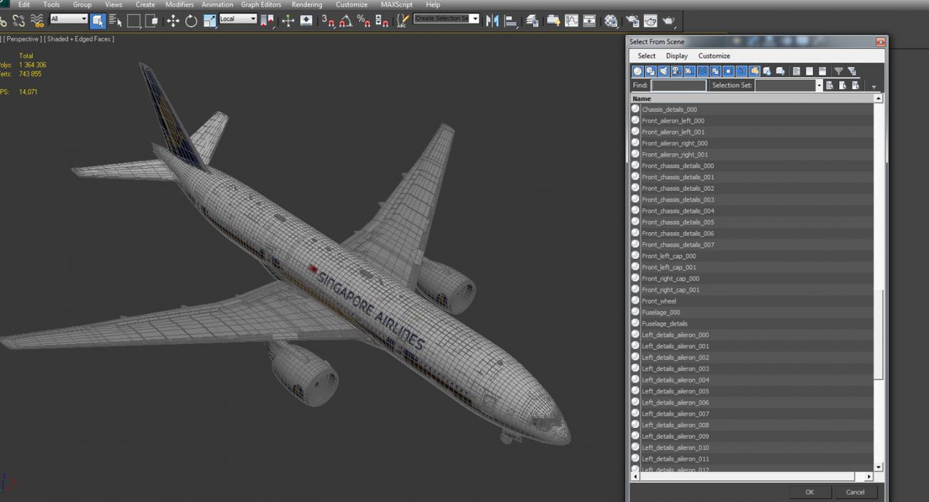 3D Boeing 777-200 Singapore Airlines model