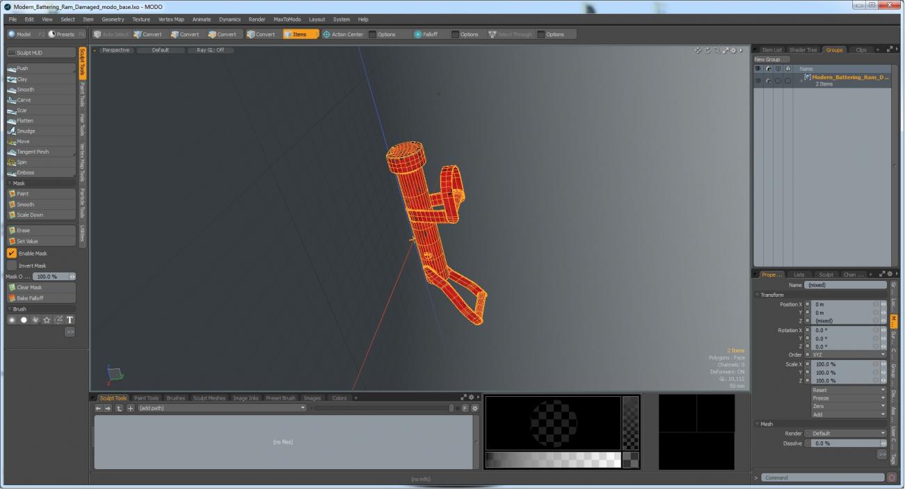 3D Modern Battering Ram Damaged model