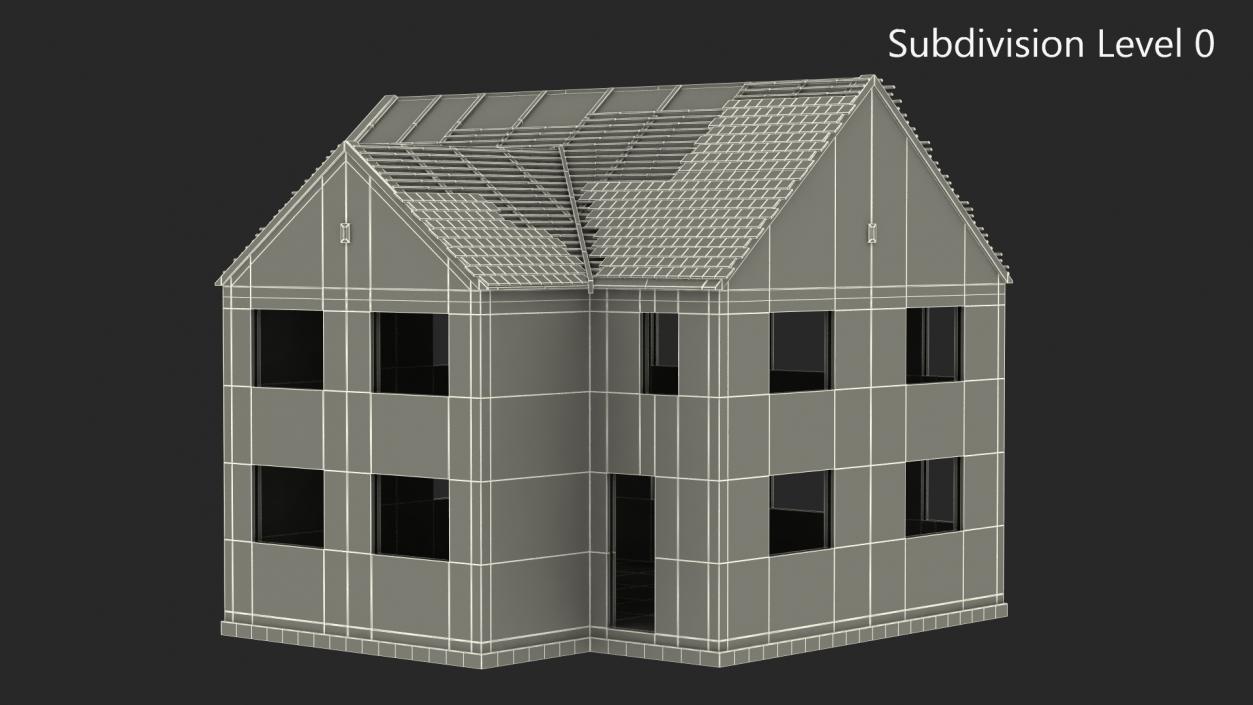 3D model Unfinished Two Story Brick House Construction