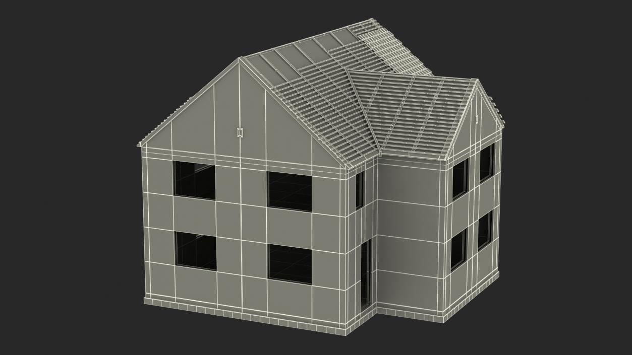 3D model Unfinished Two Story Brick House Construction