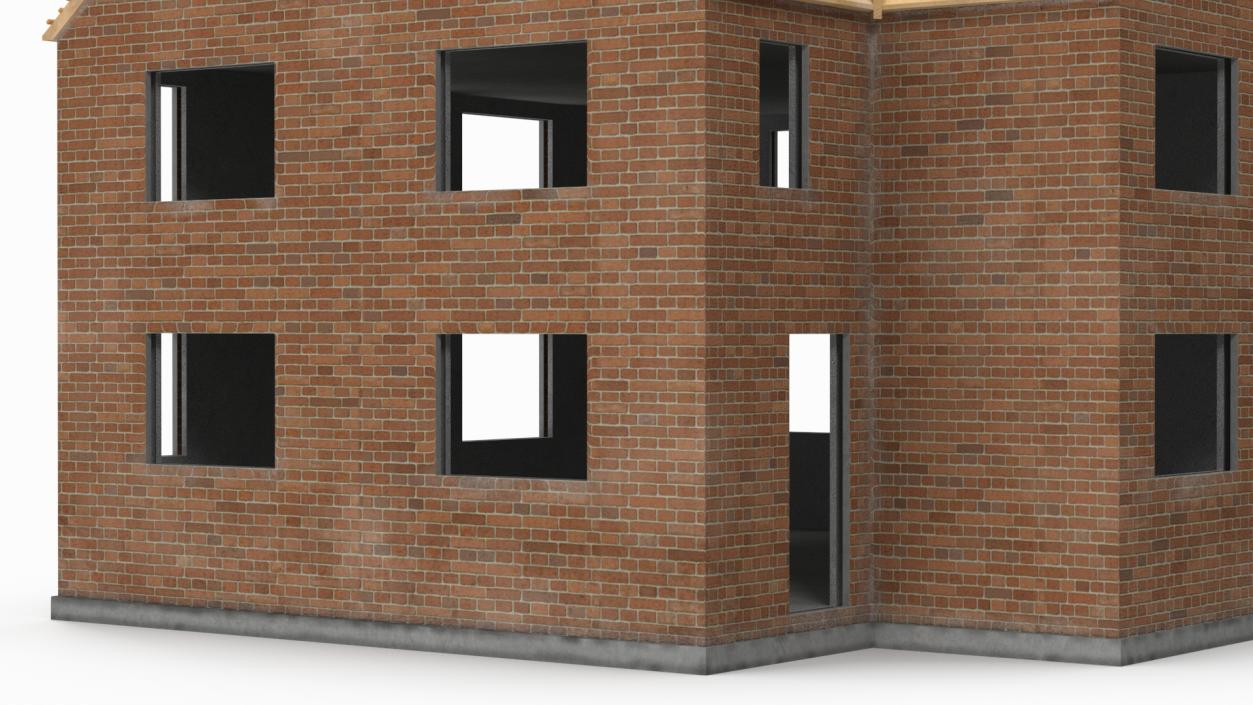 3D model Unfinished Two Story Brick House Construction