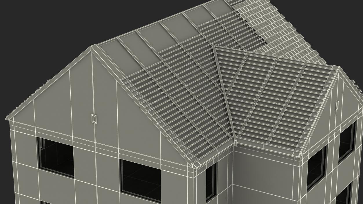 3D model Unfinished Two Story Brick House Construction