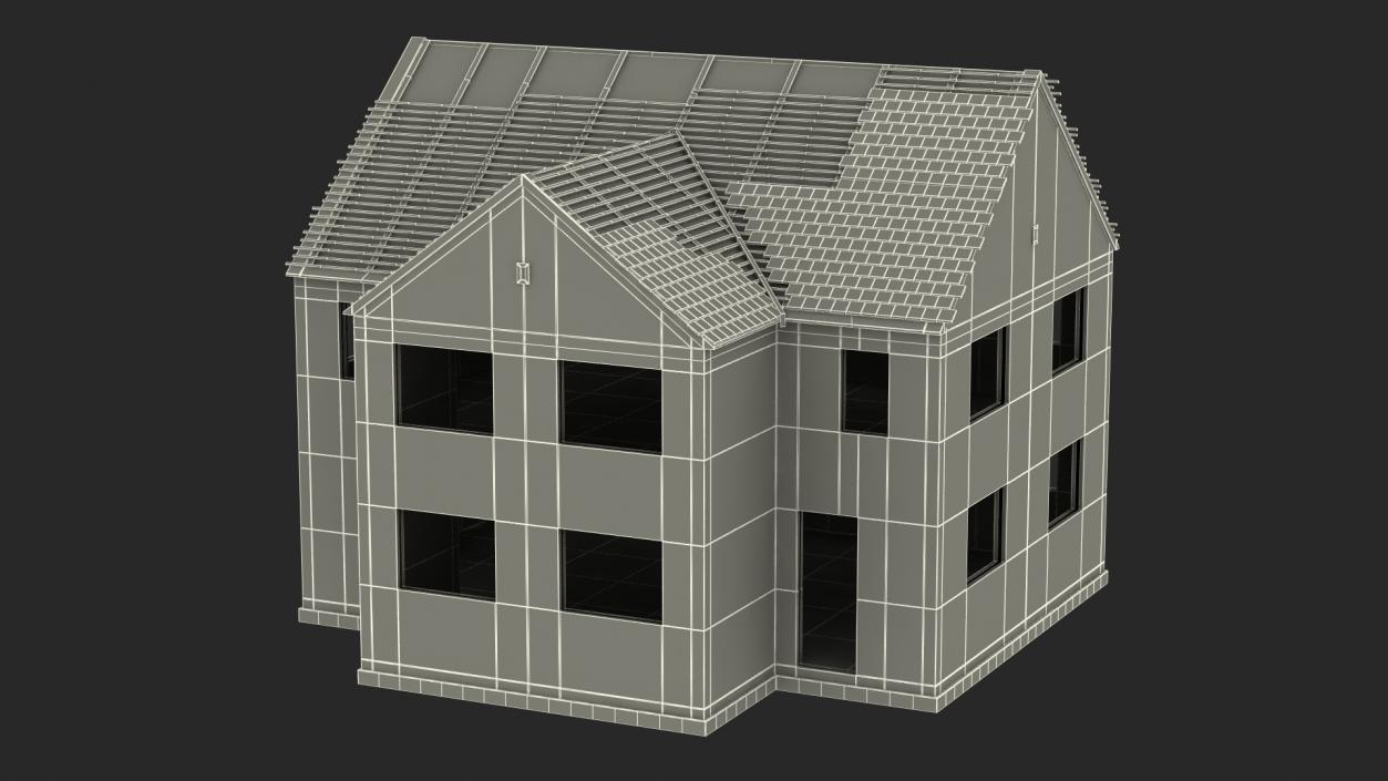 3D model Unfinished Two Story Brick House Construction