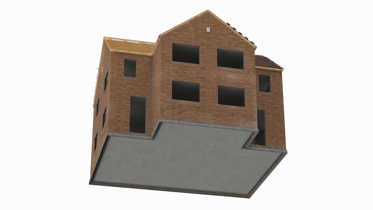 3D model Unfinished Two Story Brick House Construction