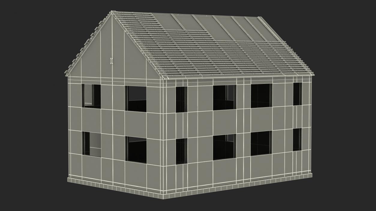 3D model Unfinished Two Story Brick House Construction