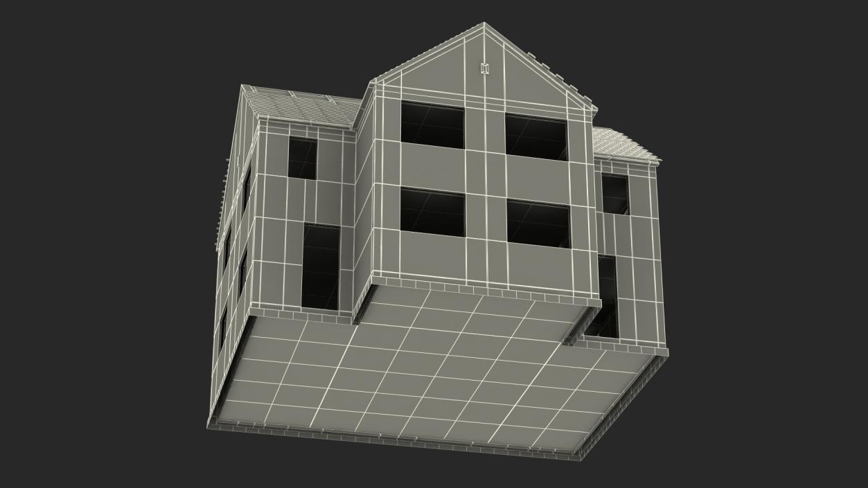 3D model Unfinished Two Story Brick House Construction