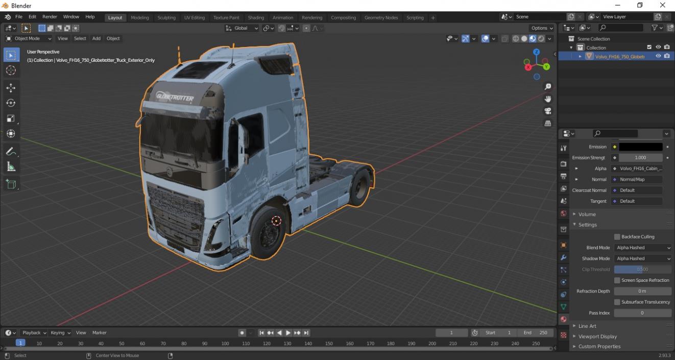 Volvo FH16 750 Globetrotter Truck Exterior Only 3D