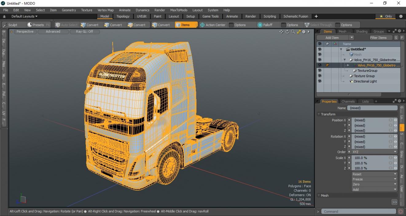 Volvo FH16 750 Globetrotter Truck Exterior Only 3D