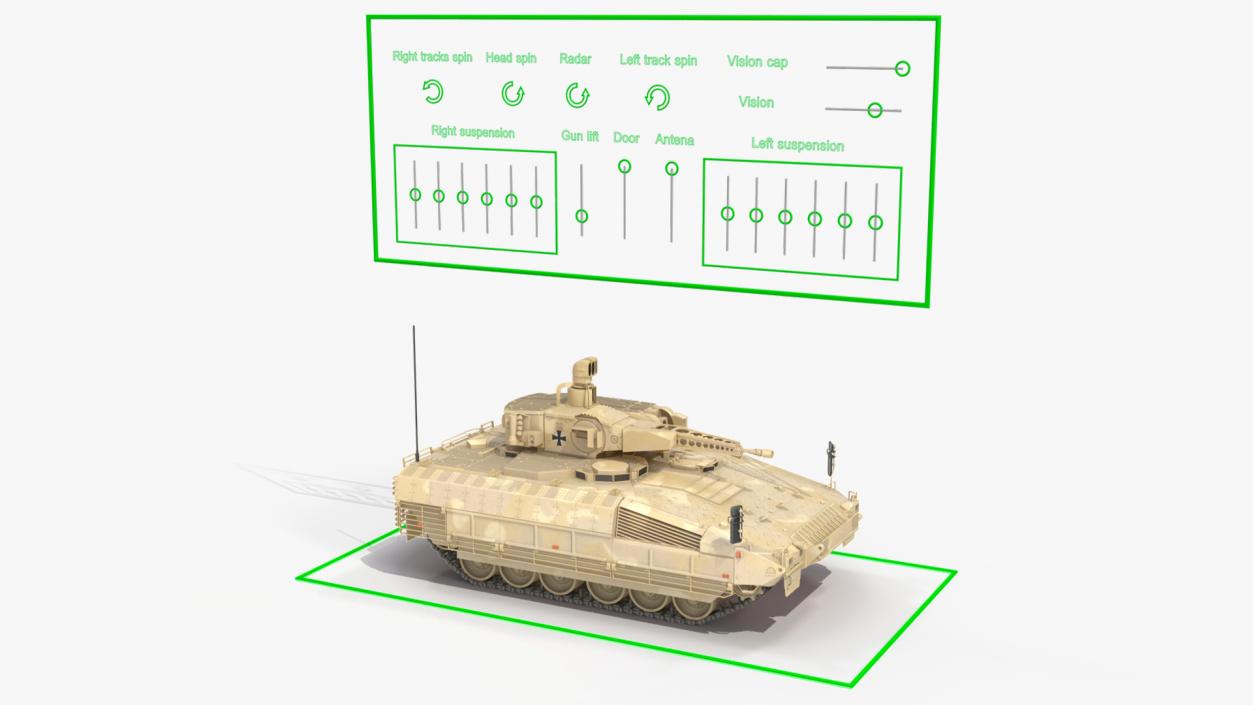 Puma German IFV Military Tank Sandy Rigged 3D