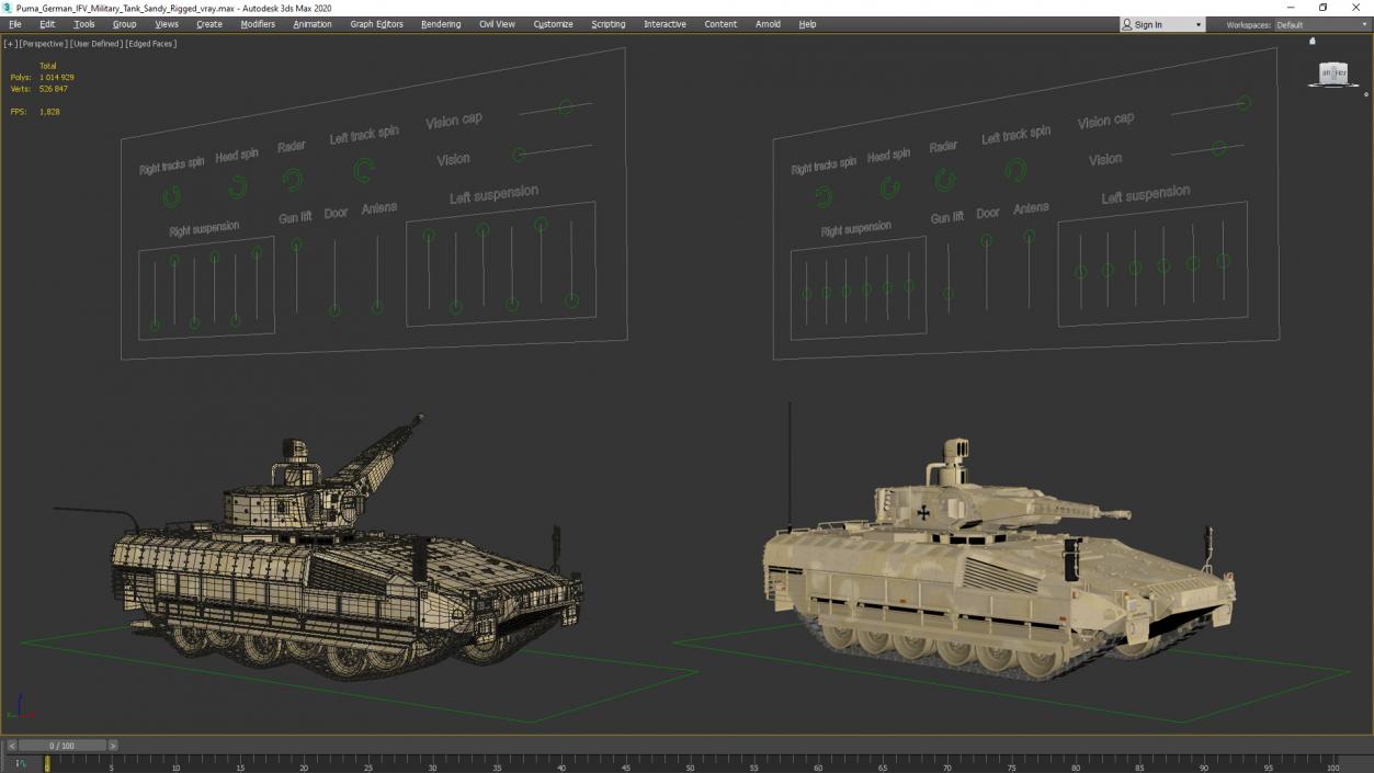 Puma German IFV Military Tank Sandy Rigged 3D