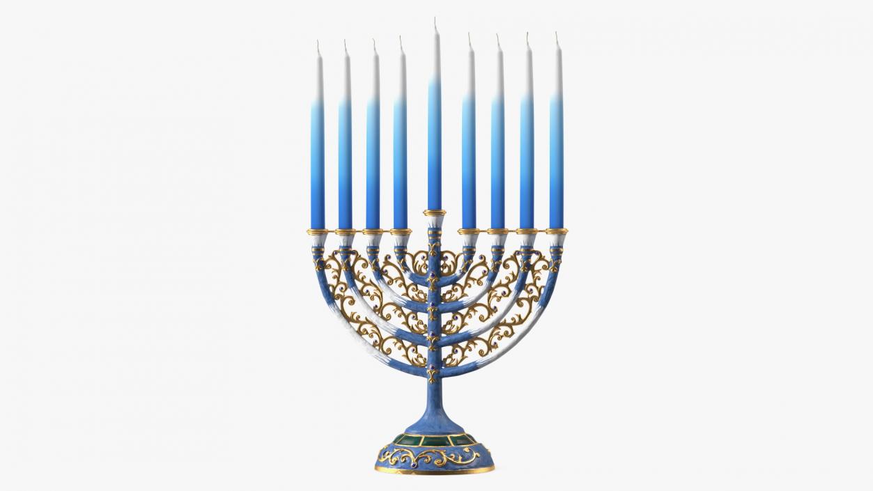 3D model Glazed Hanukkah Candlestick with Candles