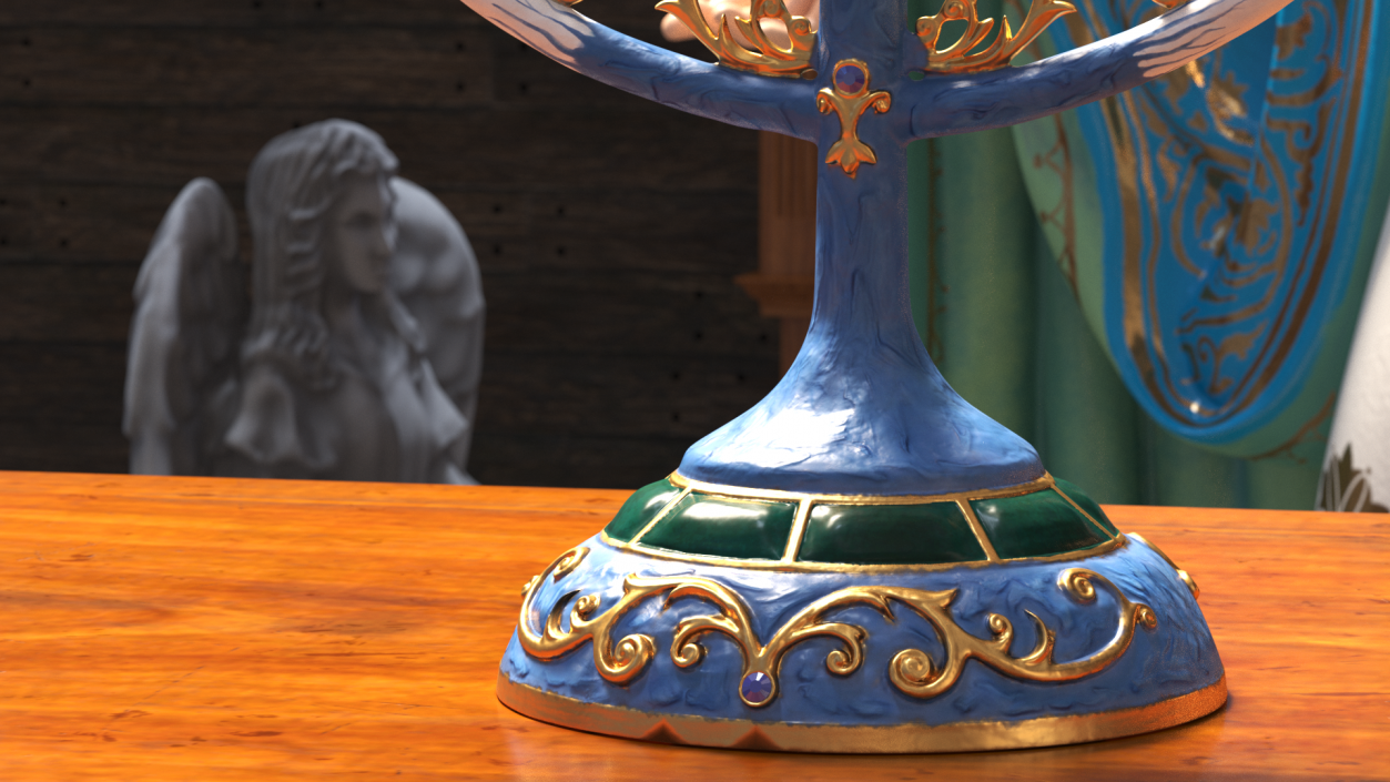 3D model Glazed Hanukkah Candlestick with Candles