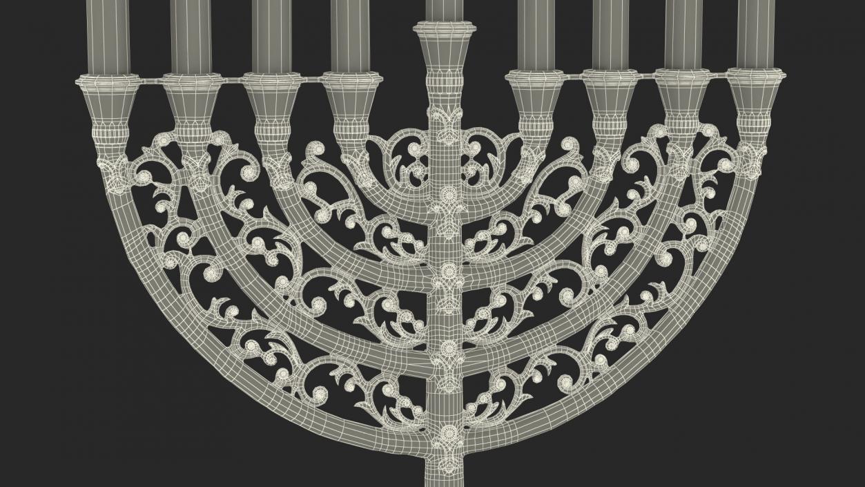 3D model Glazed Hanukkah Candlestick with Candles