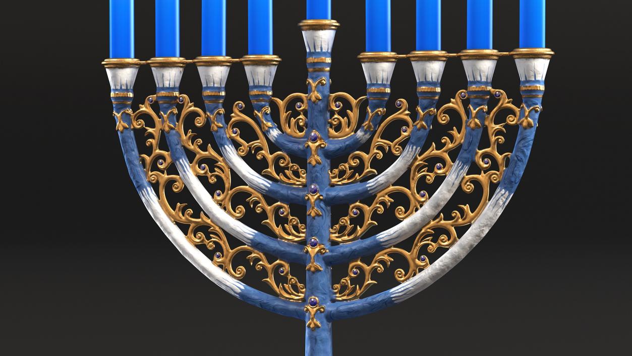 3D model Glazed Hanukkah Candlestick with Candles