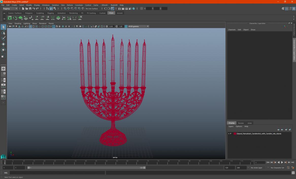 3D model Glazed Hanukkah Candlestick with Candles