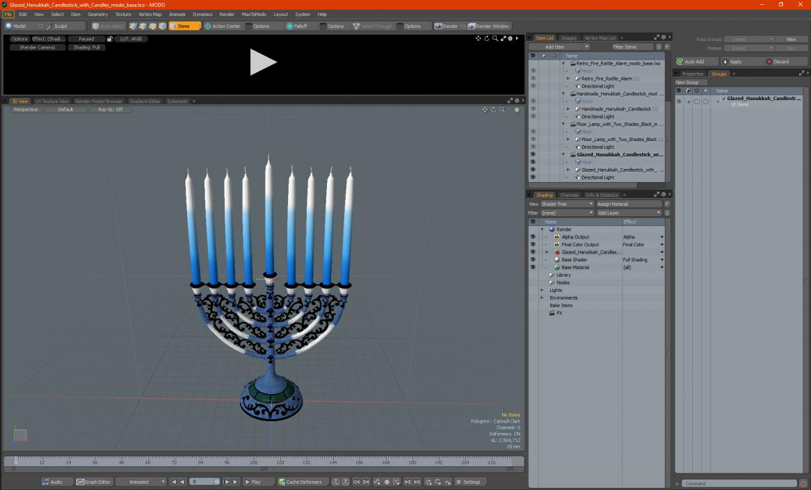 3D model Glazed Hanukkah Candlestick with Candles