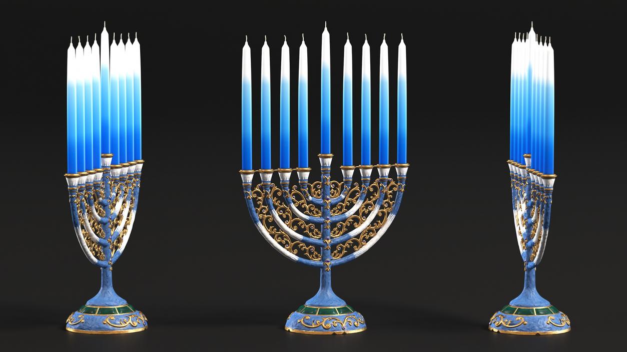 3D model Glazed Hanukkah Candlestick with Candles