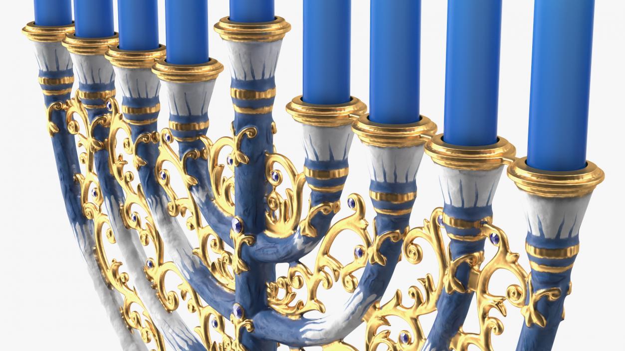 3D model Glazed Hanukkah Candlestick with Candles