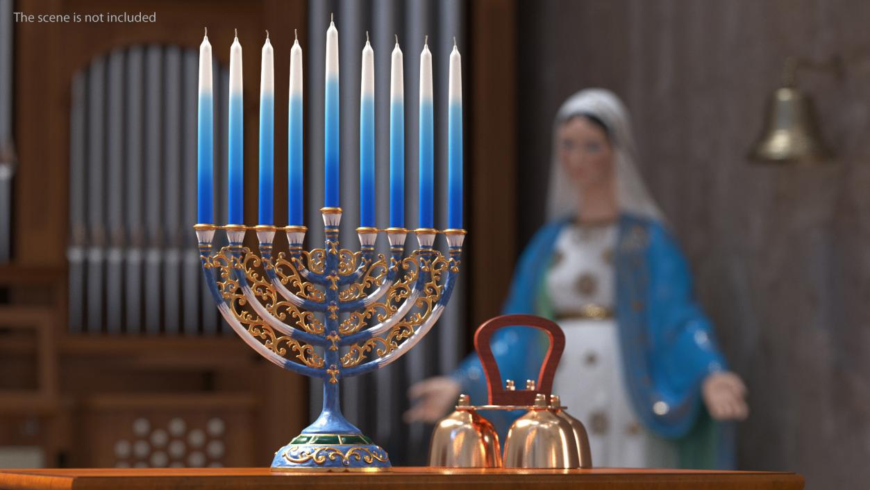 3D model Glazed Hanukkah Candlestick with Candles