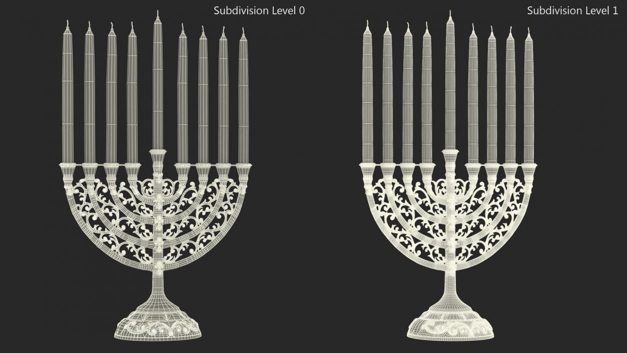 3D model Glazed Hanukkah Candlestick with Candles