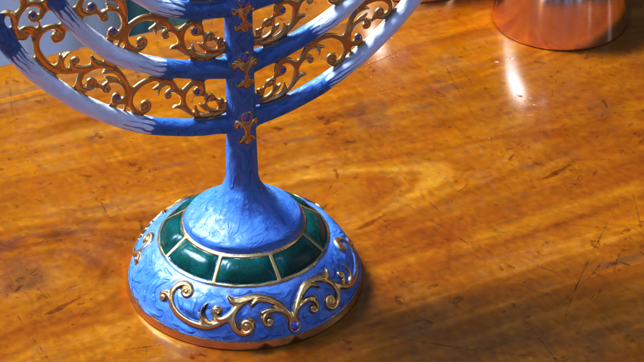 3D model Glazed Hanukkah Candlestick with Candles