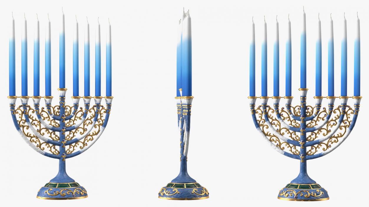 3D model Glazed Hanukkah Candlestick with Candles