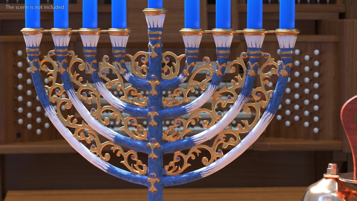 3D model Glazed Hanukkah Candlestick with Candles