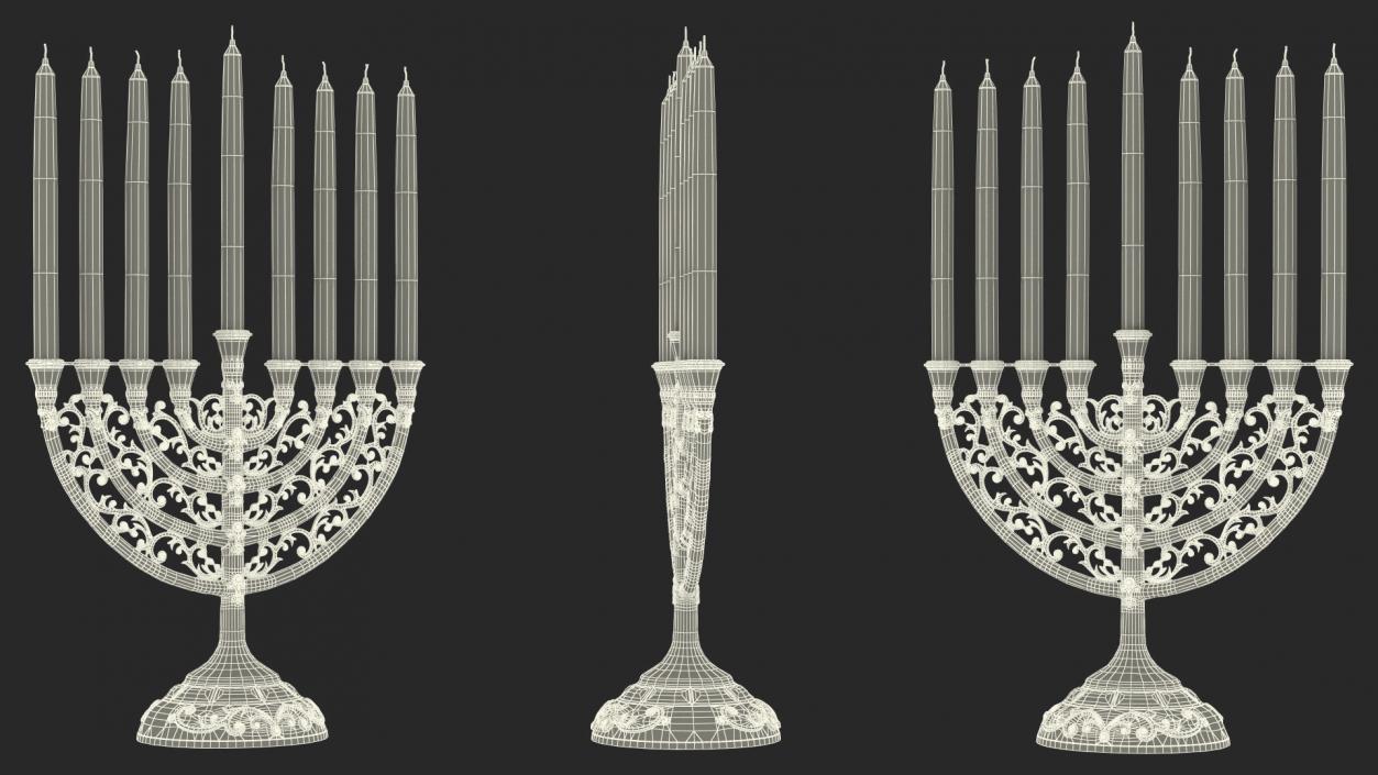 3D model Glazed Hanukkah Candlestick with Candles