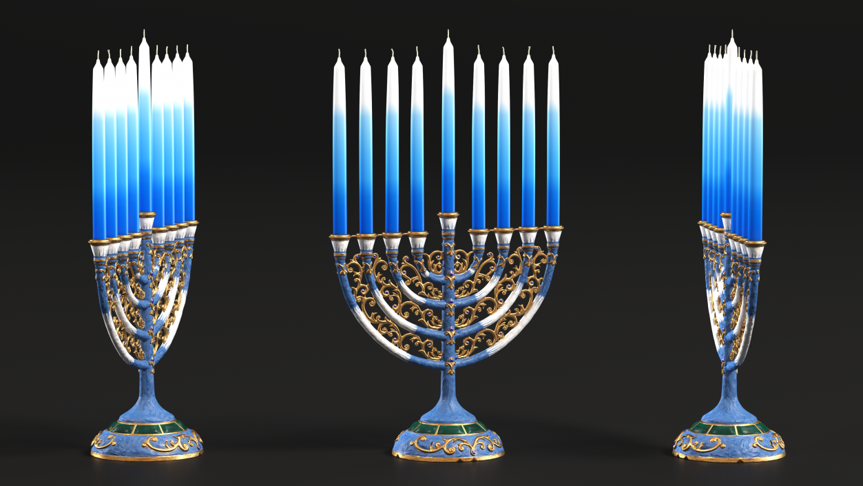 3D model Glazed Hanukkah Candlestick with Candles