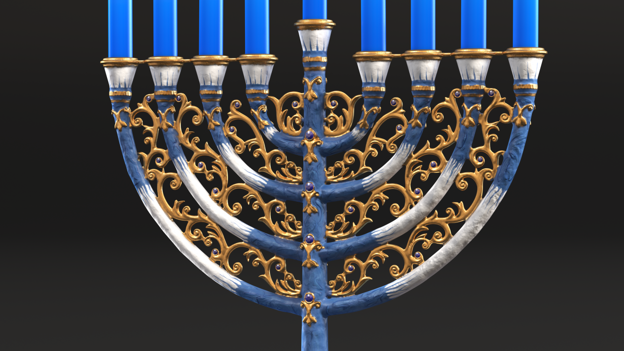 3D model Glazed Hanukkah Candlestick with Candles