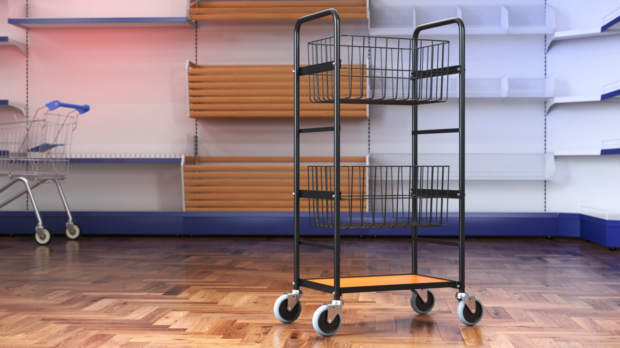 3D model Wire Basket Trolley Black