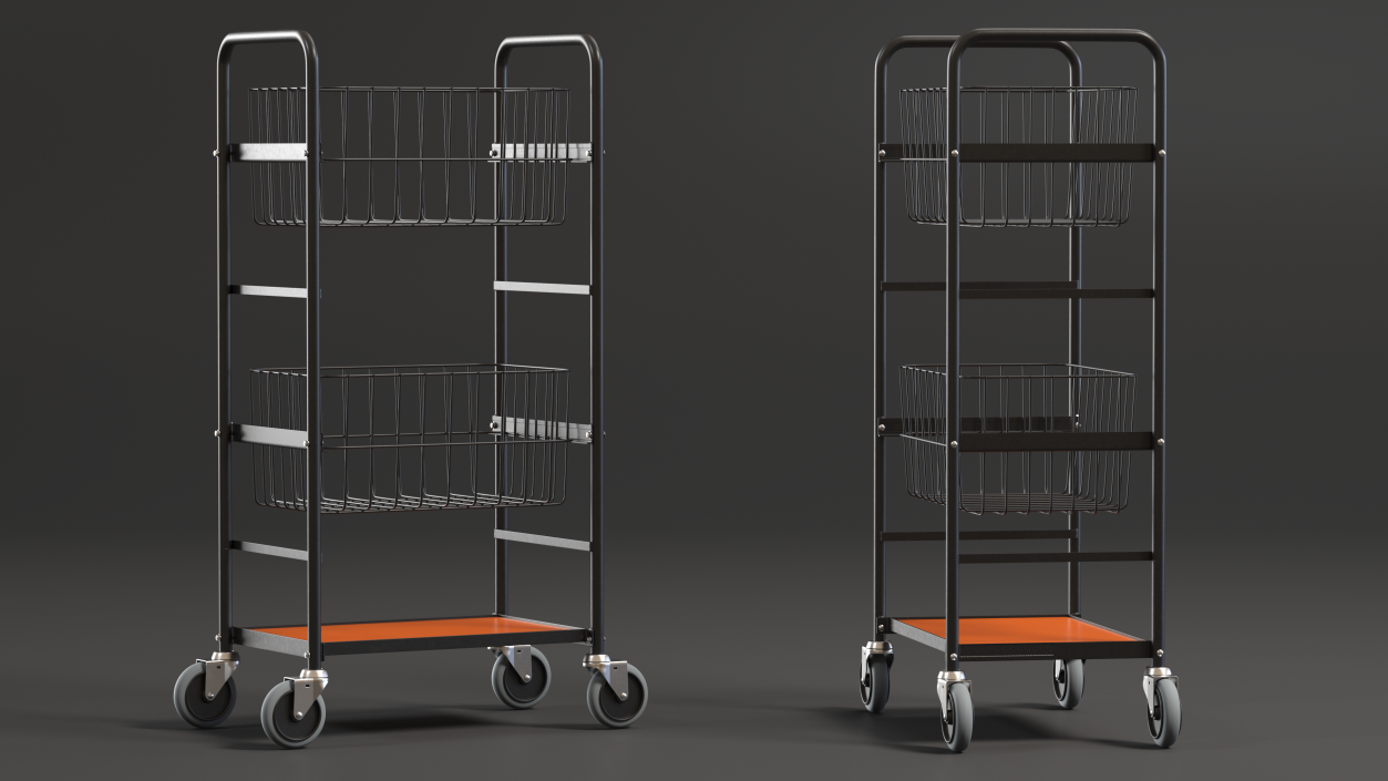 3D model Wire Basket Trolley Black