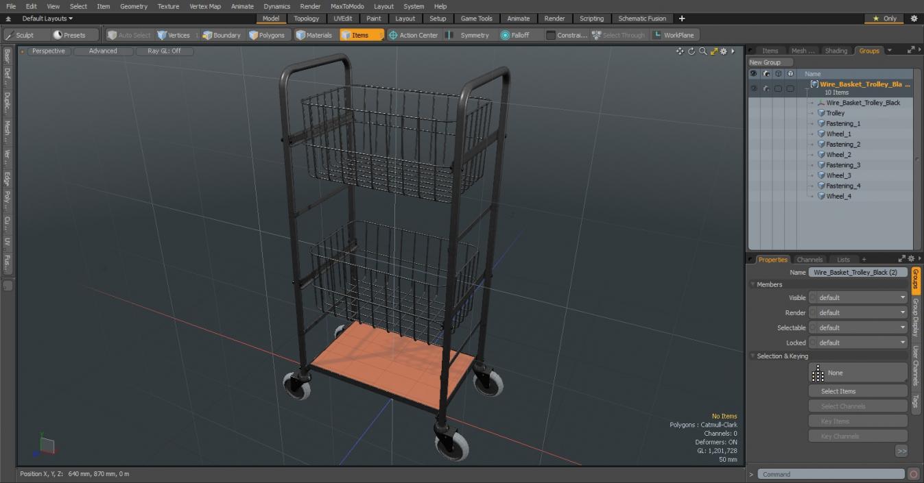 3D model Wire Basket Trolley Black