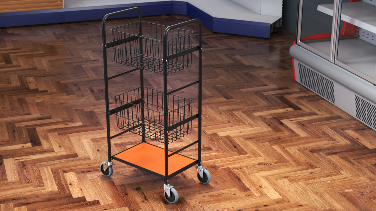 3D model Wire Basket Trolley Black