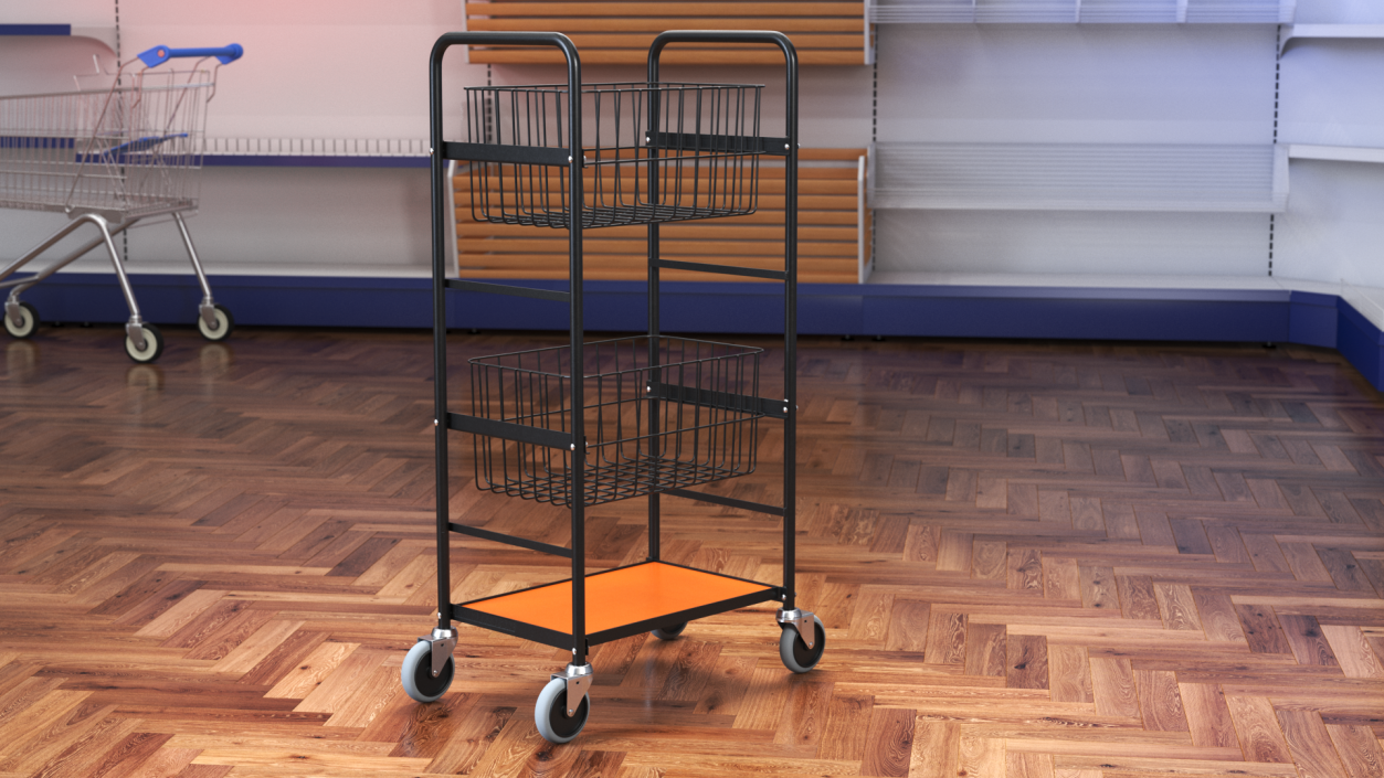 3D model Wire Basket Trolley Black