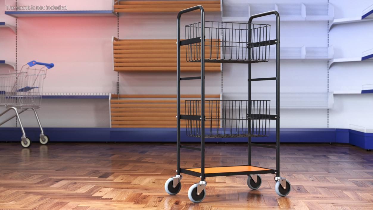 3D model Wire Basket Trolley Black