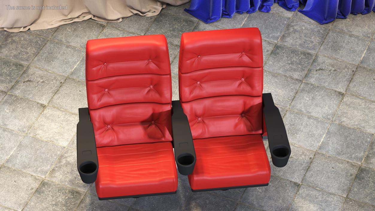 3D model Leather Cinema Chairs for Two Places Red