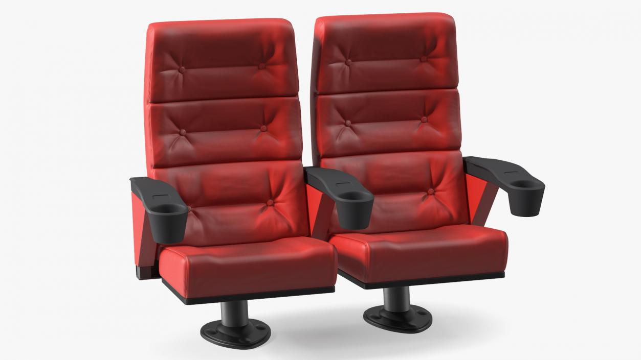 3D model Leather Cinema Chairs for Two Places Red