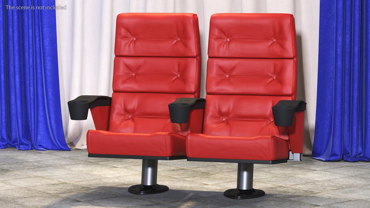 3D model Leather Cinema Chairs for Two Places Red