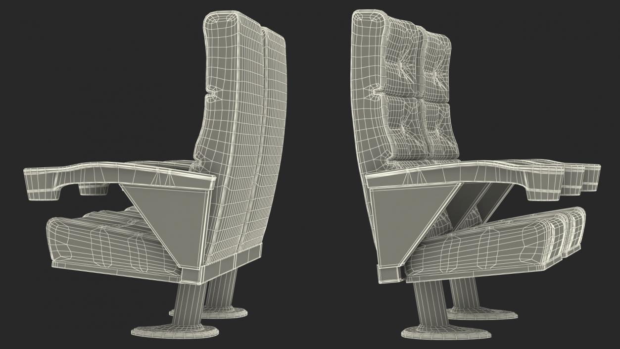 3D model Leather Cinema Chairs for Two Places Red