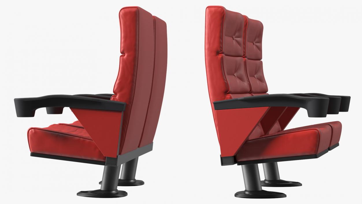 3D model Leather Cinema Chairs for Two Places Red