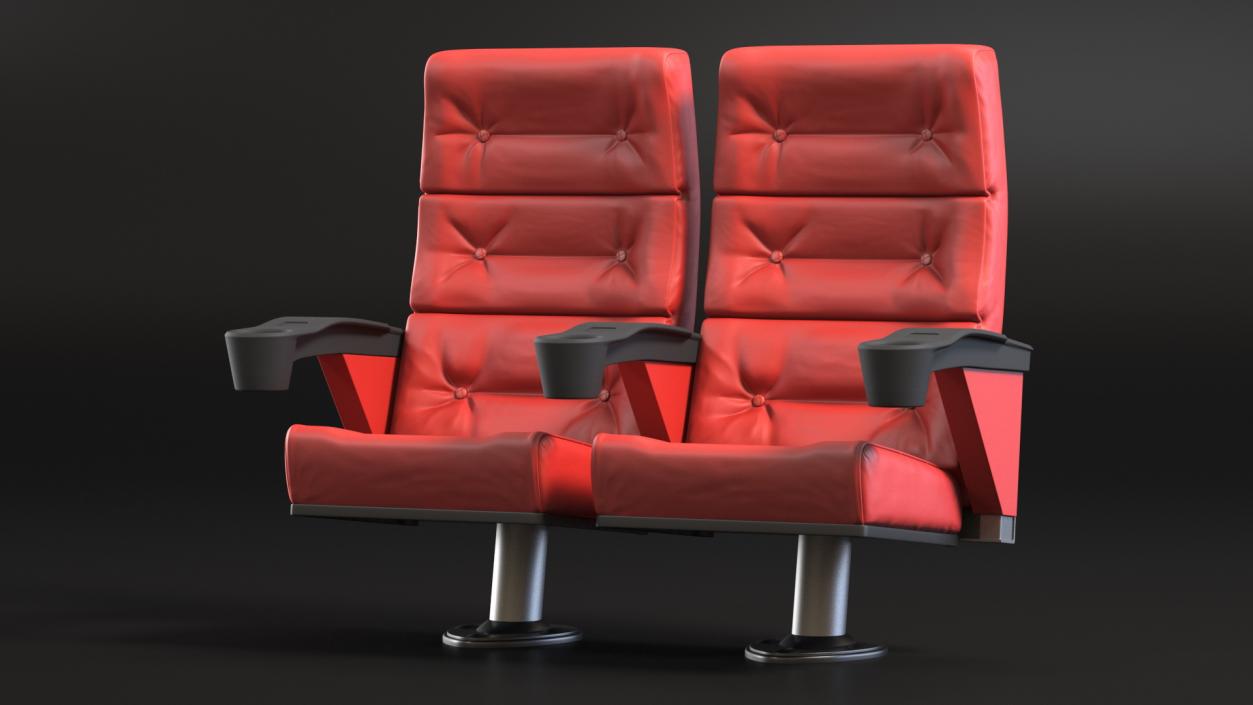 3D model Leather Cinema Chairs for Two Places Red