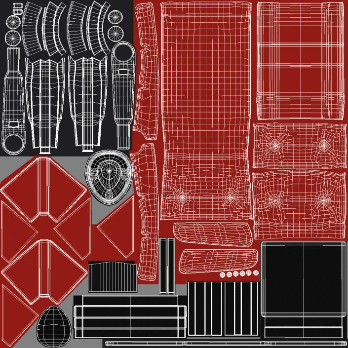 3D model Leather Cinema Chairs for Two Places Red