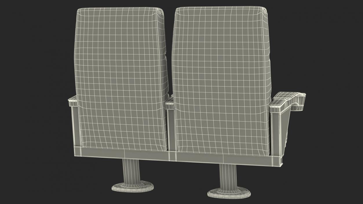 3D model Leather Cinema Chairs for Two Places Red